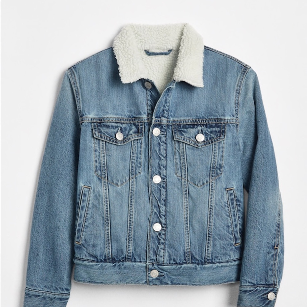 Faux fur lined denim jacket